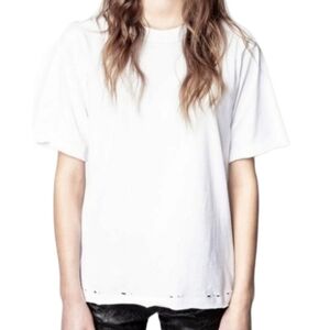 Zadig & Voltaire Bowi Monogram DistressT- Shirt White Women's‎ Size Medium